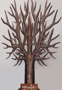 Wunschbaum aus Holz, Entwurf und Bemalung in 3D-Optik, 2019