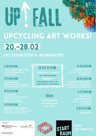 Flyer UP!Fall - upcycling art works! Ausstellung, Workshops und Mehr... in Mannheim, N3,15 vom 20. -28.2.2024
