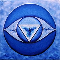 Third Eye Chakra, Chakren-Symbol für das geplante Kartenset "Die Kraft Weiblicher Rituale" in Zusammenarbeit mit Natascha vom Institut "Feel It!", 20 x 20 cm, 2022